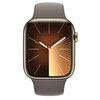 Apple Watch 9 GPS + Cellular 45mm koperta ze stali nierdzewnej (złoty) + pasek sportowy M/L (popielaty brąz) Kształt Prostokątny