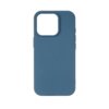 Niebieskie etui silikonowe z wycięciem na aparat, przeznaczone do telefonu Apple iPhone 16 Pro. Produkt ma gładką powierzchnię i zaokrąglone krawędzie.
