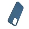 Niebieskie etui silikonowe z wycięciem na aparat, przeznaczone do telefonu Apple iPhone 16 Pro. Na boku etui znajdują się trzy wypukłe przyciski.