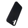 Czarne, silikonowe etui na telefon z wycięciem na aparat i przyciski boczne. Produkt ma gładką powierzchnię i jest przeznaczony do modelu Apple iPhone 16 Plus.