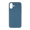 Niebieskie etui silikonowe z wycięciami na aparat i przyciski, przeznaczone do telefonu Apple iPhone 16 Plus. Produkt ma gładką powierzchnię i zaokrąglone krawędzie.