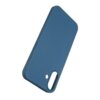 Niebieskie etui silikonowe z wycięciem na aparat i przyciski boczne, przeznaczone do telefonu Apple iPhone 16 Plus. Produkt ma gładką powierzchnię i minimalistyczny design.