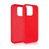 Czerwone etui silikonowe do telefonu, z dużym wycięciem na aparat i przyciskami po bokach. Produkt jest przeznaczony do modelu Apple iPhone 16 Pro Max.