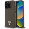 Etui GUESS Grained Hot Stamp Peony Triangle Logo MagSafe do Apple iPhone 16 Pro Brązowy