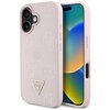 Etui GUESS Grained Hot Stamp Peony Triangle Logo MagSafe do Apple iPhone 16 Różowy