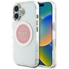 Etui GUESS IML Metal Colored Circle Classic Logo MagSafe do Apple iPhone 16 Różowy