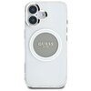 Etui GUESS IML Metal Colored Circle Classic Logo MagSafe do Apple iPhone 16 Szary Model telefonu iPhone 16