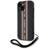 Etui KARL LAGERFELD Saffiano Athleisure Stripes Cord do Apple iPhone 15 Czarno-czerwony