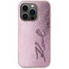 Etui KARL LAGERFELD Wrinkled Metal Signature do Apple iPhone 15 Pro Różowy