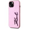 Etui KARL LAGERFELD Wrinkled Metal Signature do Apple iPhone 15 Różowy Seria telefonu iPhone