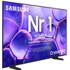 Telewizor z wyświetlaczem pokazującym grafikę z fioletowymi bąbelkami i tekstem: "SAMSUNG Nr 1 NA ŚWIECIE, Najczęściej kupowane telewizory od 19 lat, Crystal UHD". Na dole znajduje się dodatkowy tekst dotyczący badania przeprowadzonego przez instytut bada