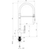 Schemat techniczny baterii DEANTE Magnetic BRM 072M Chrom z wymiarami: wysokość całkowita 533 mm, zasięg wylewki 225 mm, wysokość wylewki 216 mm, średnica otworu montażowego Ø32 mm, średnica podstawy Ø52 mm, maksymalna grubość blatu 45 mm, gwint G 3/8".