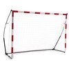 Bramka do piłki ręcznej o wymiarach 240 x 170 x 106,68 cm z białą siatką i czerwono-białymi słupkami. Na słupku widoczny jest napis "QUICKPLAY".