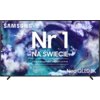 Telewizor z wyświetlonym kolorowym, abstrakcyjnym tłem, na którym widnieje tekst: "SAMSUNG Nr 1 NA ŚWIECIE Najczęściej kupowane telewizory od 19 lat Neo QLED 8K".