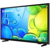 Na zdjęciu widoczny jest telewizor z kolorowym ekranem, na którym dominują niebieskie i zielone bąbelki. W lewym górnym rogu ekranu znajduje się napis "SAMSUNG", a w prawym dolnym rogu "Full HD TV".