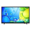 Telewizor z kolorowym ekranem wyświetlającym abstrakcyjne bąbelki w odcieniach niebieskiego i zielonego, z napisem "Full HD TV". Na dolnej ramce widoczne jest logo "Samsung".