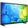 Na zdjęciu widoczny jest telewizor z kolorowym wyświetlaczem, na którym dominują niebieskie i zielone bąbelki. Na ramce telewizora znajduje się logo "SAMSUNG".