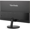 Czarny monitor z logo "ViewSonic" na tylnej obudowie, zamontowany na okrągłej podstawie. Na tylnej części widoczne są porty HDMI i VGA.