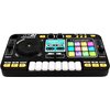 Czarna konsola DJ z kolorowymi przyciskami, pokrętłami do regulacji dźwięku oraz wyświetlaczem z napisem "SONG LIST". Na konsoli widoczne są napisy: "DJ CONTROLLER", "LaunchPad", "VOICE", "BASS", "TEMPO", "SEARCH", "FWD", "REV", "OFF", "STUTTER", "on/off"