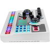 Biały panel sterujący z kolorowymi przyciskami i pokrętłami, z widocznymi napisami takimi jak "Dodge", "Prolog", "Rap", "Electro", "MC", "Music", "Kiss", "Cheer", "Laugh", "Awkward", "Slap", "Gun", "Despacito", "Next", "Previous", "Play", "Pause", "Record