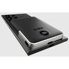 Czarny powerbank z logo "sbs" leży na smartfonie, z widocznym okrągłym wyświetlaczem pokazującym "75%". Powerbank ma zaokrąglone krawędzie i port na jednym z boków.