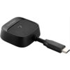 Czarny transmiter z logo "ViewSonic" na górnej powierzchni, posiadający teksturowaną powierzchnię i podłączony do kabla zakończonego wtykiem USB-C.