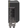 Przedstawione zdjęcie ukazuje tylny panel karty graficznej z pięcioma portami: czterema DisplayPort oznaczonymi jako "DP" i jednym HDMI. Na metalowej części panelu widnieje napis "Stainless Steel 304".