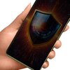 Na zdjęciu widoczny jest telefon trzymany w dłoni, na ekranie którego znajduje się grafika przedstawiająca tarczę z okiem w tle, otoczoną efektami świetlnymi. Produkt to "Folia prywatyzująca 3MK Silky Matt Privacy do Motorola Edge 60".