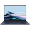 Na zdjęciu widoczny jest laptop z ekranem wyświetlającym grafikę w pastelowych kolorach oraz napis "ASUS Zenbook". Na obudowie poniżej ekranu znajduje się logo "ASUS Zenbook".