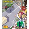 Ilustracja przedstawia kilka scen związanych z sytuacjami awaryjnymi, takimi jak osoba z krwawiącą ręką, tonąca w wodzie oraz rodzina zaniepokojona sytuacją. W dolnej części obrazu widoczny jest telefon z numerem alarmowym "999" oraz ikony związane z pier