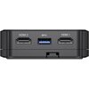 Czarny modułowy system wideokonferencyjny z trzema portami: HDMI 2, USB oznaczony symbolem SS, oraz HDMI 1. Produkt jest opisany jako "Modułowy system wideokonferencyjny 4K OBSBOT Talent".