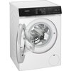 Pralka Siemens iQ500 WG54H2ASPL o pojemności 10 kg i prędkości wirowania 1400 obr/min jest widoczna z otwartymi drzwiami bębna. Na panelu sterowania znajduje się logo "SIEMENS" oraz różne opcje programów prania i wyświetlacz cyfrowy pokazujący czas 0:45.