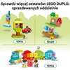Na zdjęciu widoczne są trzy zestawy LEGO DUPLO, każdy z numerem: 10914, 10440 i 10954, przedstawione na zielonym tle. U góry znajduje się tekst: "Sprawdź więcej zestawów LEGO DUPLO, sprzedawanych oddzielnie".