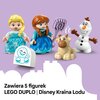 Na zdjęciu widoczne są pięć figurek z zestawu LEGO DUPLO Disney Kraina Lodu, przedstawiające postacie z bajki. Na dole zdjęcia znajduje się tekst: "Zawiera 5 figurek LEGO DUPLO | Disney Kraina Lodu".
