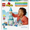 Pudełko zestawu LEGO 10455 DUPLO przedstawia dziecko bawiące się klockami, które tworzą lodowy zamek z postaciami z filmu "Frozen". Na opakowaniu widoczne są napisy: "LEGO duplo", "10455", "LOGICAL THINKING", "EXPRESSING YOURSELF", "PLAY IDEAS", "LEGO.COM