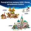 Na zdjęciu widoczne są trzy zestawy klocków LEGO z serii Disney, każdy z numerem: 43258, 43271 i 43267, na tle niebieskiego gradientu z napisem "Poznaj też inne zestawy LEGO | Disney, sprzedawane osobno". Każdy zestaw przedstawia różne sceny i postacie z 