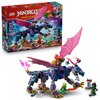 Pudełko zestawu LEGO 71842 NINJAGO Smoczy mistrz Rontu przedstawia kolorowego smoka z różowymi skrzydłami oraz kilka minifigurek postaci. Na opakowaniu widnieje napis "NINJAGO DRAGONS RISING", a także informacje: "7+", "71842", "Rontu the Master Dragon", 