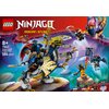 Na zdjęciu znajduje się opakowanie zestawu LEGO NINJAGO o numerze 71843, zatytułowanego "Rogue's Mech Dragon Rider", zawierającego 584 elementy. Widoczny jest duży, szczegółowy model smoka oraz kilka mniejszych figurek, a w tle dynamiczna, kolorowa grafik