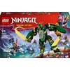Opakowanie zestawu LEGO przedstawia zielono-żółtego mecha z dużymi mieczami, otoczonego przez kilka mniejszych figurek i pojazdów. Na górze widnieje logo "LEGO NINJAGO DRAGONS RISING", a poniżej napis "9+ 71845 Lloyd's Jet Mech 1112 pcs".