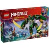 Pudełko zestawu LEGO przedstawia zielono-żółtego mecha z dużymi mieczami, otoczonego przez inne postacie i pojazdy na tle dynamicznej sceny. Na opakowaniu widnieje napis: "LEGO NINJAGO DRAGONS RISING", a także informacje: "9+", "71845", "Lloyd's Jet Mech"
