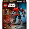 Pudełko zestawu LEGO 75411 Star Wars przedstawia mecha Dartha Maula z czerwonym mieczem świetlnym, a obok niego znajduje się minifigurka Dartha Maula również z mieczem świetlnym. Na opakowaniu widoczne są logotypy LEGO, Star Wars i Disney oraz adres stron