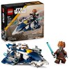 Pudełko zestawu LEGO 75400 Star Wars Mikromyśliwiec Jedi Plo Koona przedstawia model statku kosmicznego z serii Star Wars oraz figurkę postaci. Na opakowaniu widnieje logo LEGO i Star Wars, a także informacje: "6+", "75400", "Plo Koon's Jedi Starfighter M