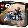 Pudełko zestawu LEGO przedstawia mikromyśliwiec Jedi Plo Koona z serii Star Wars, z widoczną figurką pilota w kokpicie. Na opakowaniu znajdują się napisy: "LEGO", "Star Wars", "6+", "75400", "Plo Koon's Jedi Starfighter Microfighter", "89 pcs".