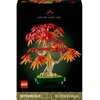 Pudełko przedstawia model LEGO klonu palmowego bonsai z serii Botanicals, z czerwono-pomarańczowymi liśćmi i brązowym pniem na zielonej podstawce. Na opakowaniu widnieje logo LEGO oraz napisy: "JAPANESE MAPLE TREE", "BOTANICALS", "18+", "10348", "474 pcs"