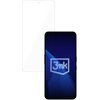 Na zdjęciu widoczna jest folia ochronna oraz smartfon z wyświetlaczem, na którym znajduje się logo "3mk". Folia jest przezroczysta i dopasowana do kształtu ekranu telefonu.
