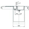 Zlewozmywak półtorakomorowy z ociekaczem FRANKE Sirius S2D 651-100 143.0618.681 Onyx 50x100 Komora 2 150 x 350 x 150 mm