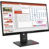 Monitor marki Lenovo wyświetla prezentację w programie PowerPoint, zawierającą slajdy z wykresami i tekstem dotyczącym możliwości wzrostu oraz strategii dla firmy Contoso. Na ekranie widoczne są również ikony aplikacji na pasku zadań systemu Windows.