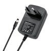Czarna ładowarka z wtyczką sieciową i kablem zakończonym okrągłym złączem, na której widnieje napis: "Qoltec, Charger Lead Acid Battery, Model: 52425, Input: AC 220-240V, Frequency: 50/60Hz, Output: DC 6V/1A, Power: 6W, Made in China" oraz symbole certyfi