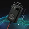 Czarna inteligentna ładowarka QOLTEC 52426 do akumulatorów AGM GEL STD 6V 12V z wtyczką, na której widnieje tekst: "Qoltec Intelligent Pulse Repair Charger, Model: 52426, Input: 230V, 50/60Hz, Output: 6V/12V, 1A, 2-20Ah, CE, RoHS, Made in China". Wymiary 