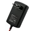 Czarna ładowarka z dwoma bolcami wtyczki, na której znajduje się etykieta z białym tekstem: "Qoltec® INTELLIGENT PULSE REPAIR CHARGER Model: 52426 Input: AC 220-240V, 50/60Hz Scope of application: 6V-12V, 2Ah-20Ah Output voltage: DC 6.4V-7.4V, 12.8V-14.8V